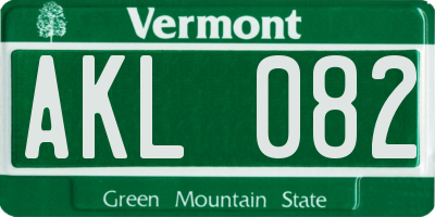 VT license plate AKL082