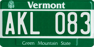 VT license plate AKL083