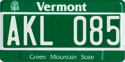 VT license plate AKL085