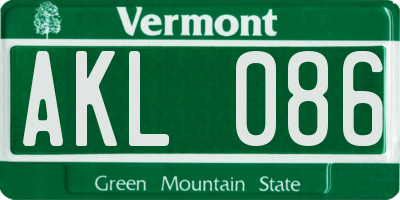 VT license plate AKL086