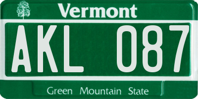 VT license plate AKL087