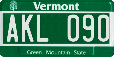VT license plate AKL090