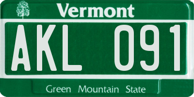 VT license plate AKL091