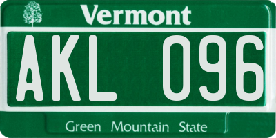 VT license plate AKL096