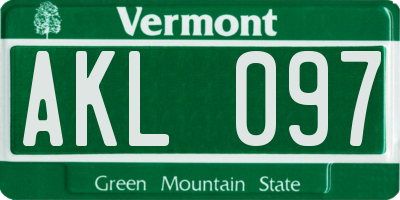 VT license plate AKL097