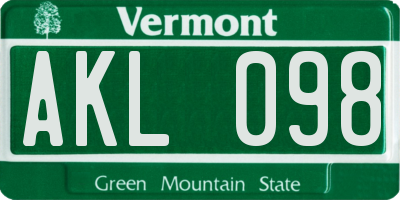 VT license plate AKL098