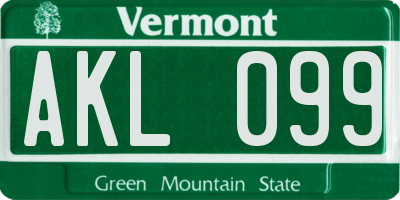 VT license plate AKL099