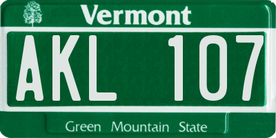 VT license plate AKL107