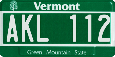 VT license plate AKL112