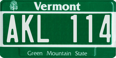 VT license plate AKL114