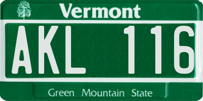 VT license plate AKL116