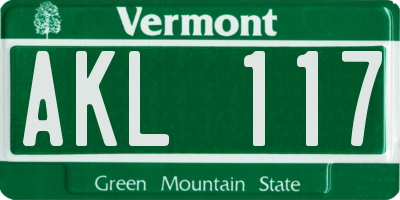 VT license plate AKL117