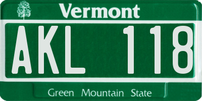 VT license plate AKL118