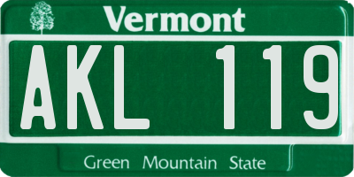 VT license plate AKL119