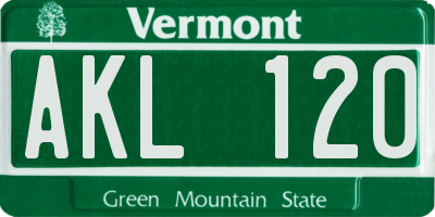 VT license plate AKL120