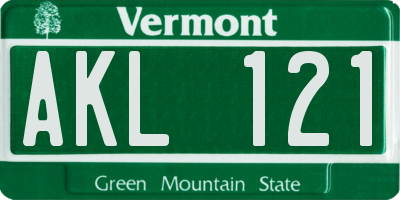 VT license plate AKL121