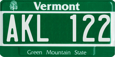 VT license plate AKL122