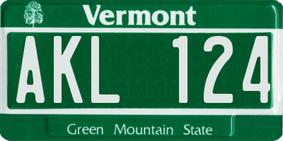 VT license plate AKL124
