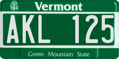 VT license plate AKL125