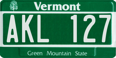 VT license plate AKL127