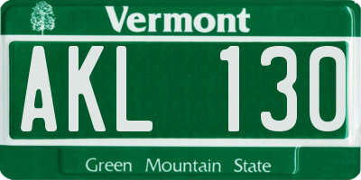 VT license plate AKL130