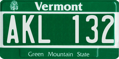 VT license plate AKL132