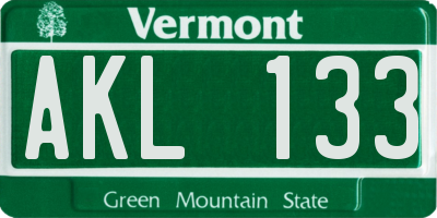 VT license plate AKL133