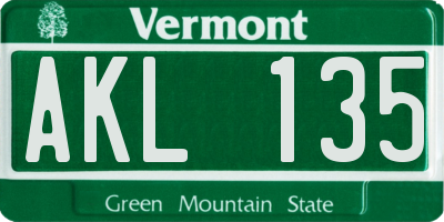VT license plate AKL135