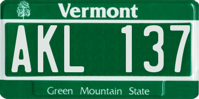 VT license plate AKL137