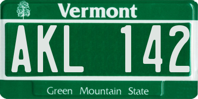 VT license plate AKL142