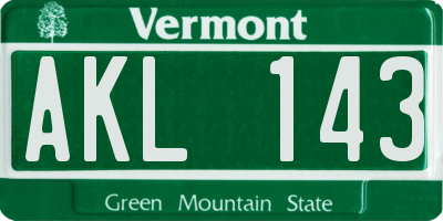 VT license plate AKL143