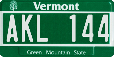 VT license plate AKL144