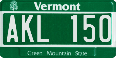 VT license plate AKL150