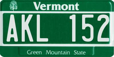 VT license plate AKL152