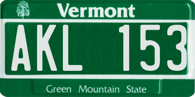 VT license plate AKL153