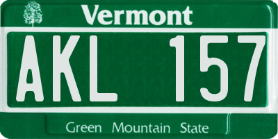 VT license plate AKL157