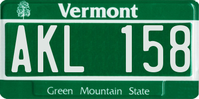 VT license plate AKL158