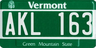 VT license plate AKL163