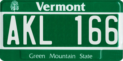 VT license plate AKL166
