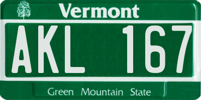 VT license plate AKL167