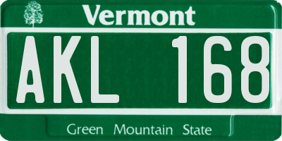 VT license plate AKL168