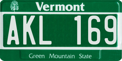 VT license plate AKL169
