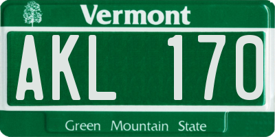 VT license plate AKL170