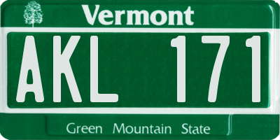 VT license plate AKL171