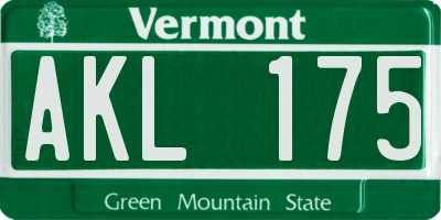 VT license plate AKL175