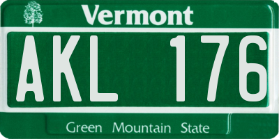 VT license plate AKL176