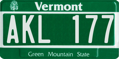 VT license plate AKL177