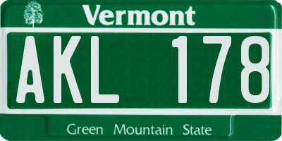 VT license plate AKL178