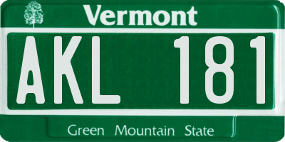 VT license plate AKL181