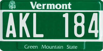 VT license plate AKL184